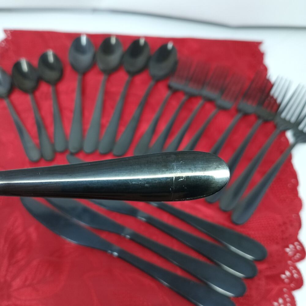 20X Set Cambridge Black Mirror Flatware Silverware 4 Place Settings